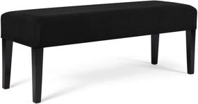 img 4 attached to ✨ Stretch Spandex Dining Room Bench Seat Cushion Slipcovers for Kitchen Dining Bench - WOMACO Upholstered Bench Protectors (Black, Medium)