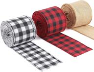 kspowwin christmas ribbons set: black red plaid, black white buffalo plaid, and burlap craft ribbon, 24 yards x 2.4 inches - ideal for christmas tree decorations, floral bows, and crafts logo