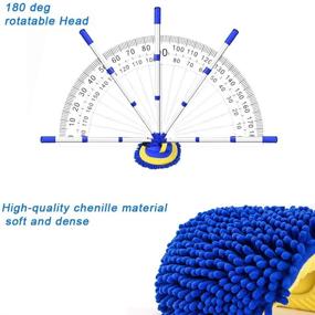 img 1 attached to 🚗 Yueiehe 2 in 1 Chenille Microfiber Car Wash Mop Mitt with Long Handle - Scratch-Free Cleaning Tool for Car Cleaning Kit, Dust Collector Supplies - Blue