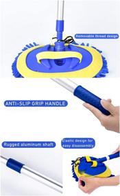 img 2 attached to 🚗 Yueiehe 2 in 1 Chenille Microfiber Car Wash Mop Mitt with Long Handle - Scratch-Free Cleaning Tool for Car Cleaning Kit, Dust Collector Supplies - Blue