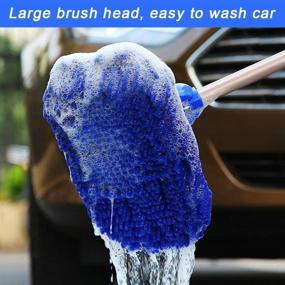 img 3 attached to 🚗 Yueiehe 2 in 1 Chenille Microfiber Car Wash Mop Mitt with Long Handle - Scratch-Free Cleaning Tool for Car Cleaning Kit, Dust Collector Supplies - Blue