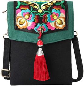 img 3 attached to 👜 Stylish Multi-Pocket Embroidered Canvas Crossbody Bag: A Perfect Cell Phone Purse Wallet!