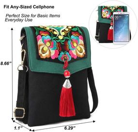 img 1 attached to 👜 Stylish Multi-Pocket Embroidered Canvas Crossbody Bag: A Perfect Cell Phone Purse Wallet!