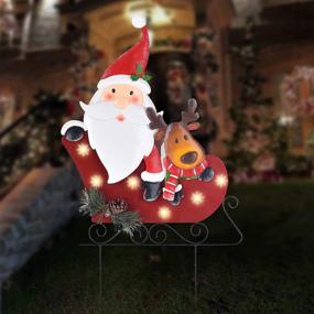 img 3 attached to 🎅 LIGHTSHINE Metal Christmas Decor: Santa Claus, Reindeer, and Sleigh - Solar Yard Stakes with LED Lights (2 Modes) - Outdoor Christmas Decorations for Porch, Lawn, and Garden