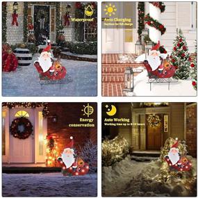 img 1 attached to 🎅 LIGHTSHINE Metal Christmas Decor: Santa Claus, Reindeer, and Sleigh - Solar Yard Stakes with LED Lights (2 Modes) - Outdoor Christmas Decorations for Porch, Lawn, and Garden