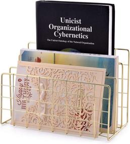 img 4 attached to 📎 Moxita Letter Holder: Desktop Organizer with 3 Slots Magazine Holder Rack - Gold Finish