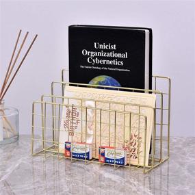 img 3 attached to 📎 Moxita Letter Holder: Desktop Organizer with 3 Slots Magazine Holder Rack - Gold Finish