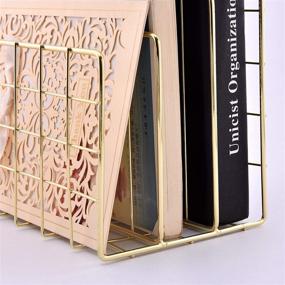 img 2 attached to 📎 Moxita Letter Holder: Desktop Organizer with 3 Slots Magazine Holder Rack - Gold Finish