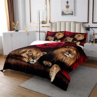 🦁 erosebridal lion bedspread quilt set: safari-inspired africa wildlife quilted coverlet for kids, teens, and adults - red rose flower pattern, animal theme bedding in soft luxury microfiber, queen size (black brown) logo