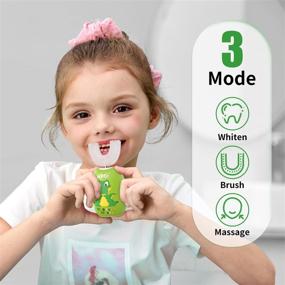 img 3 attached to Enhance Kids Oral Health with NOHOO Kids Baby U Shape Whole Mouth Electric Toothbrush, 360 Autobrush Ultrasonic Automatic Tooth Brush (Age 2-12) - Ideal for children aged 6~12