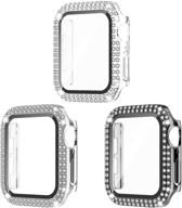 recoppa 3 pack накладка для apple watch 38 мм: блестящий блинг-корпус с защитным экраном для женщин логотип