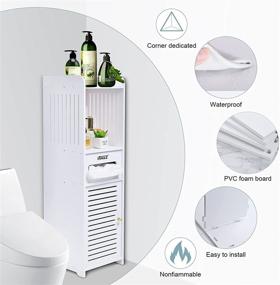 img 1 attached to 🚽 ITWAZ Multipurpose Bathroom Standing Cabinet: Single Door, 3-Layer Shelves, White, Free-Standing - Perfect for Living Room and Bathroom Storage, 9.8" Lx9.8 Wx31.5 H