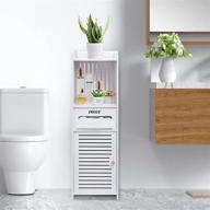 🚽 itwaz multipurpose bathroom standing cabinet: single door, 3-layer shelves, white, free-standing - perfect for living room and bathroom storage, 9.8" lx9.8 wx31.5 h logo