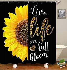 img 2 attached to Camille & Andrew 4-Piece Set: Leopard Sunflower Shower Curtain, Cheetah Wild Animal Skin Pattern, Yellow Country Flower Inspirational Quotes, Black Bathroom Decor, Non-Slip Bath Rugs - Live Life in Full Bloom