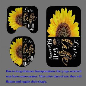 img 1 attached to Camille & Andrew 4-Piece Set: Leopard Sunflower Shower Curtain, Cheetah Wild Animal Skin Pattern, Yellow Country Flower Inspirational Quotes, Black Bathroom Decor, Non-Slip Bath Rugs - Live Life in Full Bloom