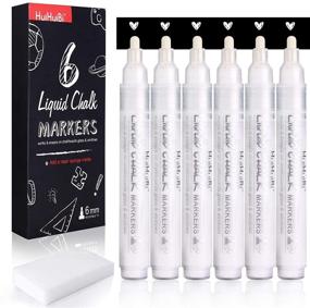 img 4 attached to 🖍 HUIHUIBI White Chalk Markers - 6 Pack Set: Versatile Liquid Chalk for Blackboards, Chalkboards, Windows, and More!