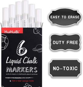 img 3 attached to 🖍 HUIHUIBI White Chalk Markers - 6 Pack Set: Versatile Liquid Chalk for Blackboards, Chalkboards, Windows, and More!