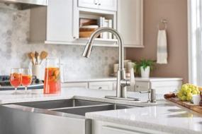 img 2 attached to 🚰 Moen Edwyn Spot-Resist Stainless Steel 1-Handle Deck Mount Pulldown Kitchen Faucet (Model 87028SRS)