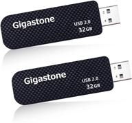 💪 gigastone v30 32gb usb2.0 flash drive 2-pack: capless retractable design, carbon fiber style - reliable, durable performance logo