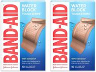 💦 пластыри band-aid brand waterproof extra large tough strips - 2 упаковки, 10 штук логотип