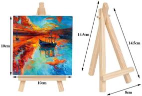 img 3 attached to 🎨 WOWOSS 20-Pack Mini Stretched Canvas Set with Wooden Easel, 4x4 Inch, Art Primed Canvases Ideal for Kids Painting, Acrylic Pouring, Oil Paint & Wet Art Media