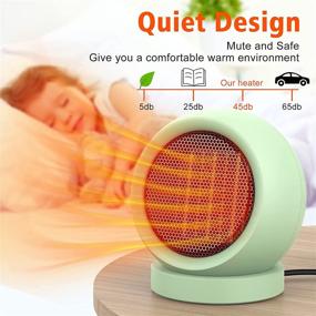 img 3 attached to Coolfor Space Heater: Efficient PTC Ceramic Electric Desktop Heater with Thermostat & High Output Fan – Ideal for Home, Bedroom, Office Desk, Indoor Use (Green)