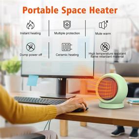 img 2 attached to Coolfor Space Heater: Efficient PTC Ceramic Electric Desktop Heater with Thermostat & High Output Fan – Ideal for Home, Bedroom, Office Desk, Indoor Use (Green)