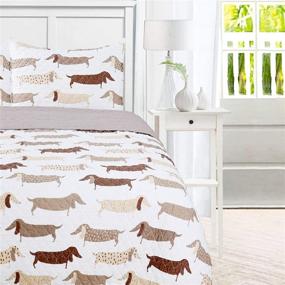 img 2 attached to 🐶 Dachshund Dogs Animal Quilt Set: Full/Queen Size in Taupe by Sleeping Partners - Premium Quality for a Restful Sleep