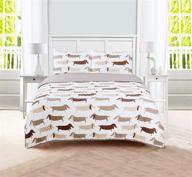 🐶 dachshund dogs animal quilt set: full/queen size in taupe by sleeping partners - premium quality for a restful sleep logo