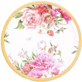 img 3 attached to 🌸 Vintage Floral Party Supplies Set - Tea Party Dinnerware Set for Baby Shower, Plates Bridal Shower, Wedding Shower, Flower Birthday Decorations, Garden Theme - Serves 16