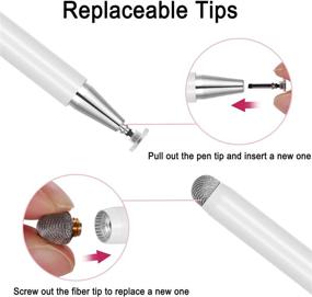 img 2 attached to 2 in 1 Universal Disc Stylus Pens for All Capacitive Touch Screens - Includes 6 Replacement Tips (White/White)