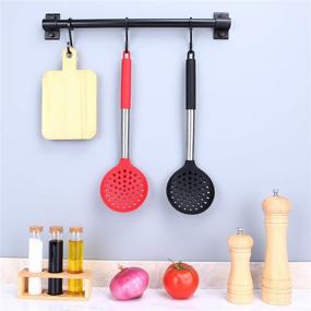 img 1 attached to 🥄 Set of 2 Large Slotted Spoon Ladle Strainers: High Heat Resistant, BPA Free, Non-Stick Cooking Skimmers for Draining & Frying - Black and Red