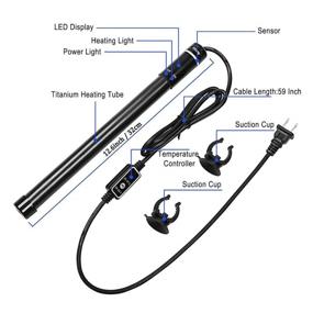 img 1 attached to 🐠 Insputer 300W Aquarium Heater: Submersible Titanium with Temperature Display & External Thermostat Controller for 50-60 Gallon Betta Tanks