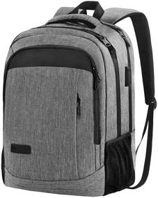 img 4 attached to Anti-Theft Water-Resistant Monsdle Travel Laptop Backpack with USB Charging Port - Grey, Ideal for Men, Women, College Students, Fits 15.6 Inch Laptop