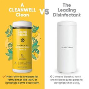 img 1 attached to Cruelty Free, Family Friendly CleanWell Botanical Disinfecting Wipes, Lemon (1 PK, 35 count) - Kills 99.9% Household Germs, Multi-Surface Antibacterial Cleaner, Plant-Derived, No-Rinse