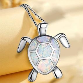 img 1 attached to MICHIKO Cute Turtle Pendant Necklace: Adorable White Fire Opal Silver Jewellery Gift