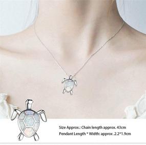 img 2 attached to MICHIKO Cute Turtle Pendant Necklace: Adorable White Fire Opal Silver Jewellery Gift