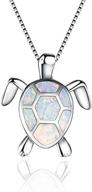 michiko cute turtle pendant necklace: adorable white fire opal silver jewellery gift logo