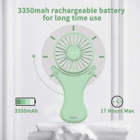 img 2 attached to FUNME Hands-Free USB Personal Fan - Green Necklace Fan with 3350mAh Battery, Up to 17 Hours of Use, Rechargeable & Portable, 3 Speeds, Foldable Design, Soft Light - Ideal for Outdoors, Travel, and Indoor Activities