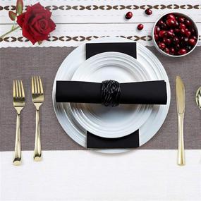 img 1 attached to 👻 Linen-Feel Black Paper Napkins: 200 Decorative Cloth-Like Dinner Napkins for Halloween, Bathroom, Parties, Weddings, Dinners, or Events