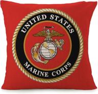 bayyon marine corps home square cotton linen sofa cushion covers decorative pillow cases - 18 x 18 inch american flag zippered throw pillow cover логотип