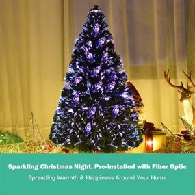 img 2 attached to Goplus 3ft Pre-Lit Artificial Christmas Tree Fiber Optic Tree with Sturdy Metal Stand, Ideal Xmas Tree for Festive Holiday Decor