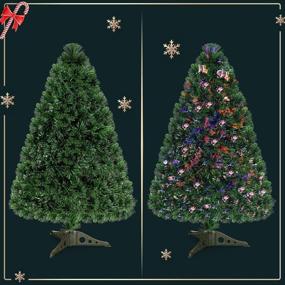 img 3 attached to Goplus 3ft Pre-Lit Artificial Christmas Tree Fiber Optic Tree with Sturdy Metal Stand, Ideal Xmas Tree for Festive Holiday Decor