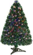 goplus 3ft pre-lit artificial christmas tree fiber optic tree with sturdy metal stand, ideal xmas tree for festive holiday decor logo