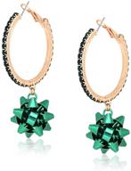 🎁 hypoallergenic christmas bow hoop earrings with multi-color rhinestones – holiday x-mas gift for women and girls logo