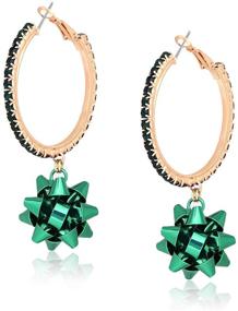 img 4 attached to 🎁 Hypoallergenic Christmas Bow Hoop Earrings with Multi-Color Rhinestones – Holiday X-Mas Gift for Women and Girls