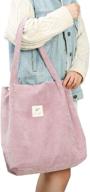 👜 cloele pink corduroy tote bag - ideal for women, girls, kids - shoulder bag with inner pocket for work, beach, lunch, travel, shopping & grocery логотип