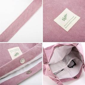 img 1 attached to 👜 Cloele Pink Corduroy Tote Bag - Ideal for Women, Girls, Kids - Shoulder Bag with Inner Pocket for Work, Beach, Lunch, Travel, Shopping & Grocery