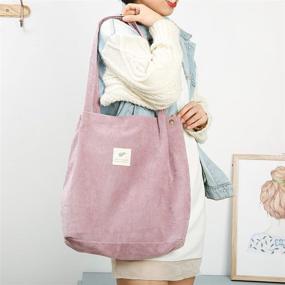 img 3 attached to 👜 Cloele Pink Corduroy Tote Bag - Ideal for Women, Girls, Kids - Shoulder Bag with Inner Pocket for Work, Beach, Lunch, Travel, Shopping & Grocery