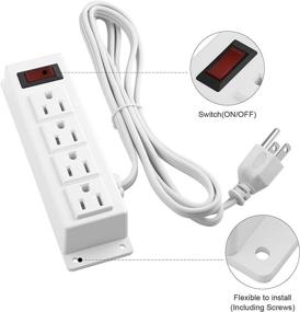 img 1 attached to 💡 White Mountable Power Outlet Strip with Switch - HHXH, 4 Outlet, Connect with 6.56ft Cord Under Desk, Workbench, Nightstand, Dresser, Table